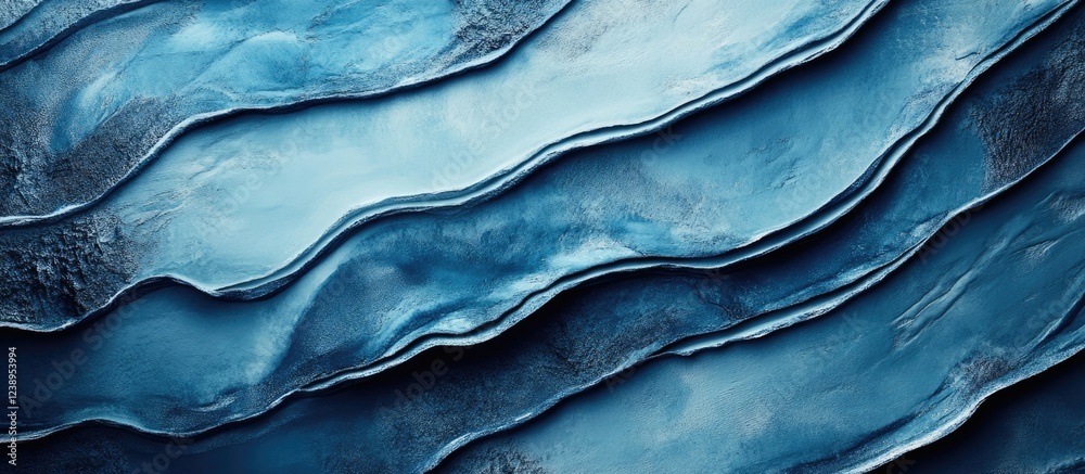 Poster abstract textured background of layered blue waves with intricate patterns and gradients suitable fo