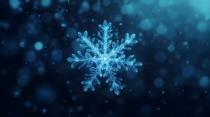 Delicate Snowflake Drifting Through Icy Winter Air with Intricate Patterns