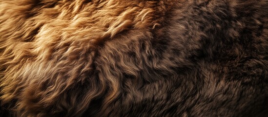 Naklejka premium Close-up view of textured brown fur with a warm color gradient and natural light details showcasing depth and softness Copy Space
