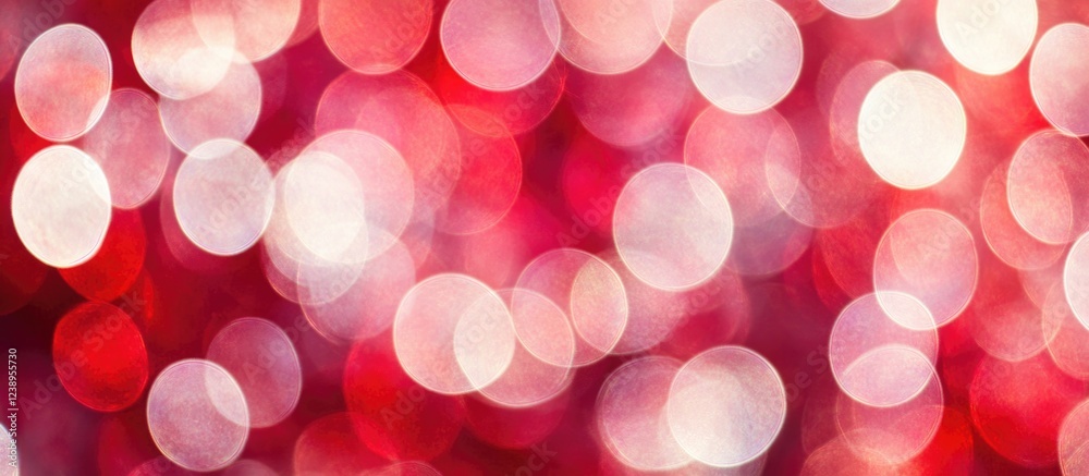 Poster red and white bokeh lights abstract background with soft focus and copy space for text