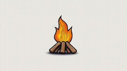 Vibrant Campfire Flames with Wood Logs in Digital Artwork Style for Cozy Outdoor Vibes
