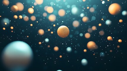 Glowing Orbs Falling Through Dark Mystical Space,Creating Wonder and Fantasy
