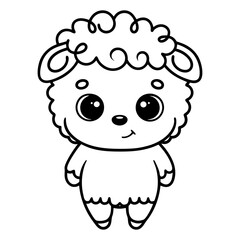 Cute Cartoon Lamb. Vector Animal Illustration