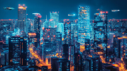 Fototapeta premium Futuristic Metaverse Skyline