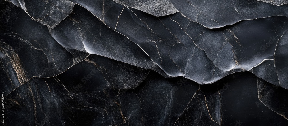 Poster black marble texture with layered patterns and gold veining for background use with ample copy space