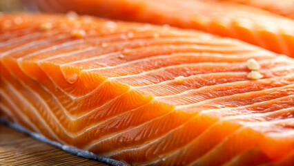 Fresh salmon fillet with vibrant orange color and smooth texture