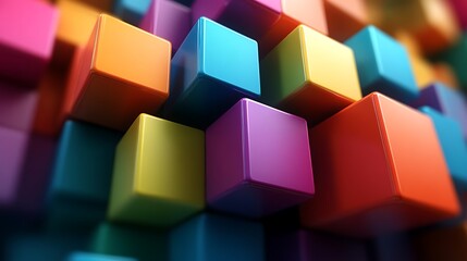 Obraz premium Colorful Cubes Abstract Geometric Pattern Design