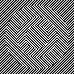 Abstract art geometric on a white background using optical illusion with circles and black stripes, line vectors for backgrounds, wallpapers, logos, headers