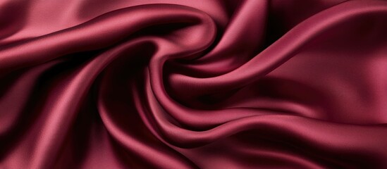 Obraz premium Burgundy satin fabric texture with flowing drapes and soft sheen for background or textile design use Copy Space
