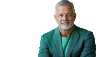 Portrait of smiling senior manager with transparent background