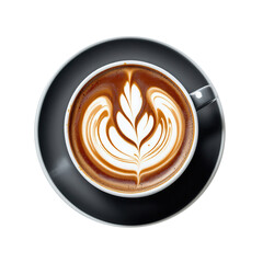 Cup of latte coffee on transparent background