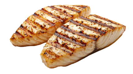 Grilled fish fillet pieces with char marks, delicious and appetizing