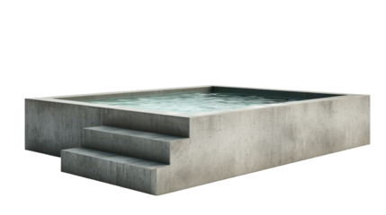 Modern rectangular pool with concrete edging and steps for easy access