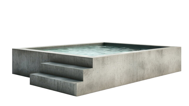 Modern rectangular pool with concrete edging and steps for easy access
