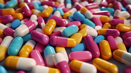 Colorful Capsules And Tablets Pharmaceutical Medication