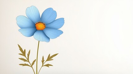 Beautiful Blue Flower with Delicate Petals and Vibrant Yellow Center on Soft Background
