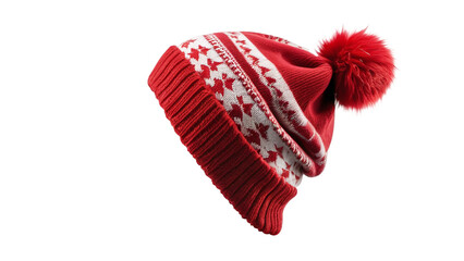 Red Knit Beanie with Pom Pom Winter Hat Cozy Fashion Accessory