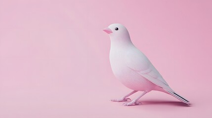 Obraz premium Detailed Porcelain Bird Figurine Perched on Pastel Purple Background