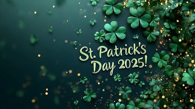 St. Patrick's Day 2025 Typography: Celtic Green Holiday Design - Powered by Adobe