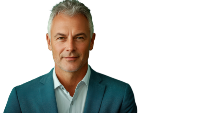 Confident businessman smiling with transparent background