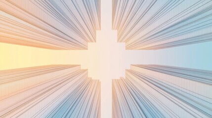 Cityscape, aerial view, converging buildings, sunrise, urban development, background use