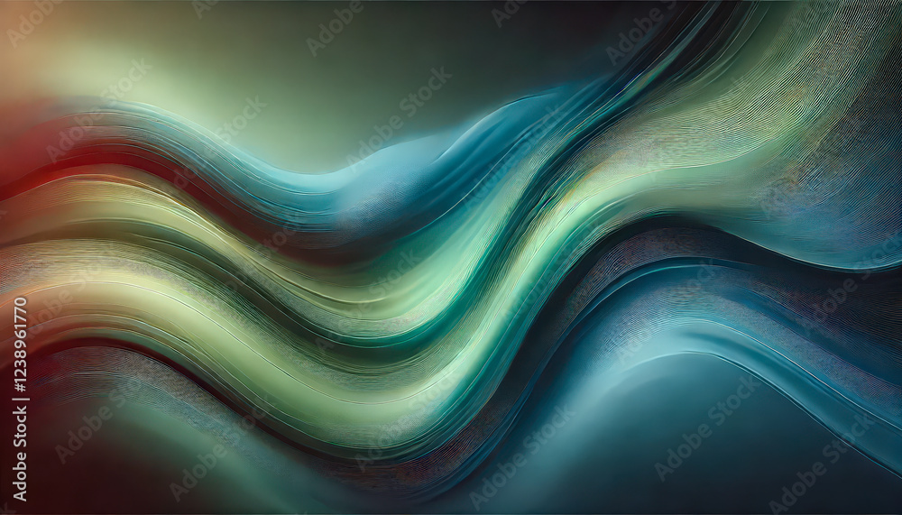 Poster Flowing waves of color intertwine in a tranquil arrangement, showcasing a harmonious blend of hues with a soft, smooth texture that evokes calmness