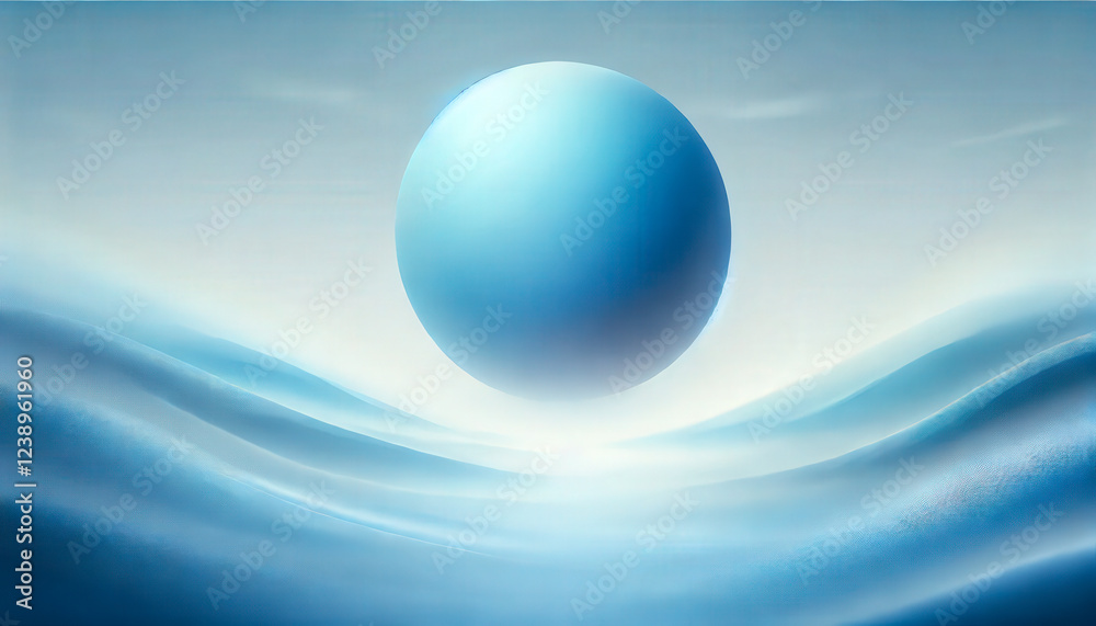 Aufkleber a calming blue sphere hovers just above soft, rolling ocean waves during twilight, creating a peacef