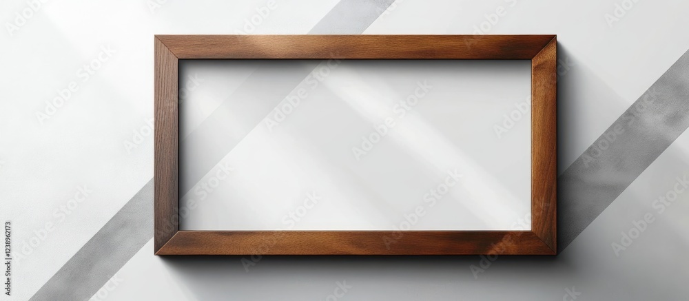 Poster wooden photo frame on a modern textured background with diagonal lines and ample copy space for text