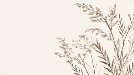 Fototapeta premium Dried grasses, beige background, minimalist design, website header