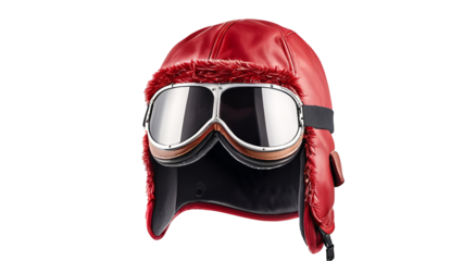 Red Leather Aviator Helmet with Goggles