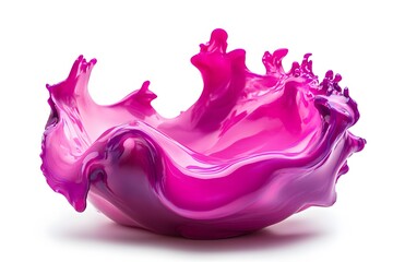 Vibrant magenta paint fluid flowing on a white background, creates a visual effect, generative AI