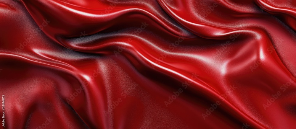 Poster red satin fabric texture with smooth waves and glossy appearance suitable for background use copy sp