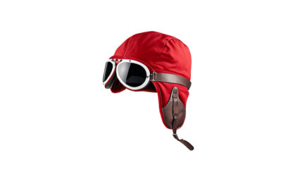 Red Aviator Hat with Goggles Stylish Winter Headwear