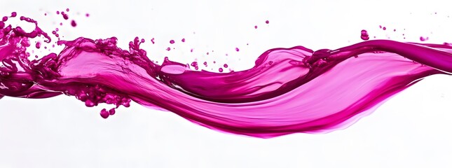Vibrant magenta paint fluid flowing on a white background, creates a visual effect, generative AI