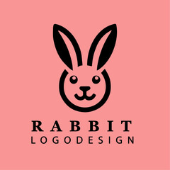 Cute Minimalist Rabbit Face Logo Design Vector for Branding, Emblems, Digital Artwork, and Unique Nature-Themed Graphics
