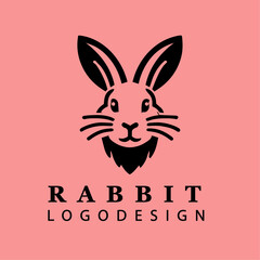 Cute Minimalist Rabbit Face Logo Design Vector for Branding, Emblems, Digital Artwork, and Unique Nature-Themed Graphics
