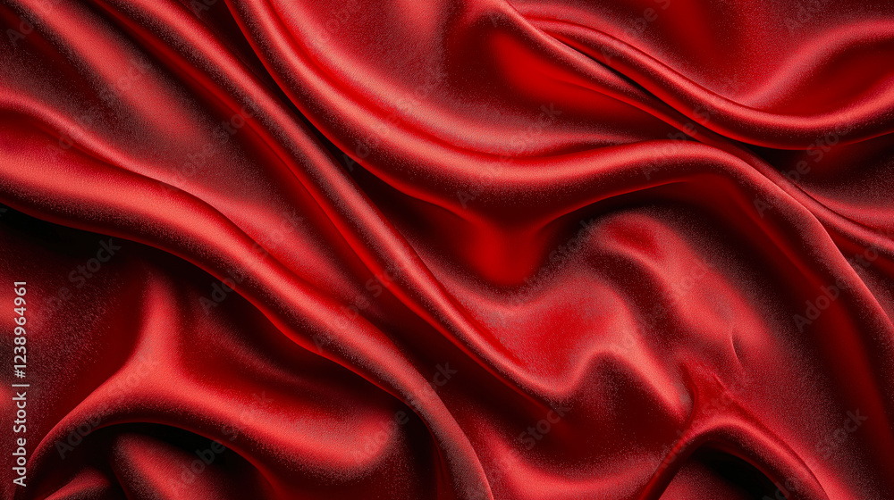 Aufkleber rich crimson silk fabric draped elegantly, showcasing smooth texture and vibrant color in a soft, il