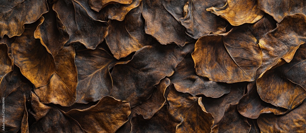 Aufkleber Dried brown leaves texture background with intricate patterns and rich color variations ideal for natural themes Copy Space