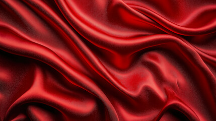 Obraz premium Rich crimson silk fabric draped elegantly, showcasing smooth texture and vibrant color in a soft, illuminated setting
