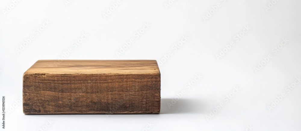 Aufkleber Wooden block on a plain background with ample copy space for text and design elements