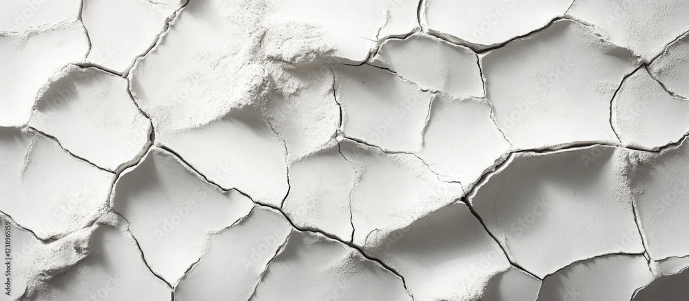 Aufkleber cracked white wall surface with uneven texture showing signs of damage and wear, ideal for backgroun