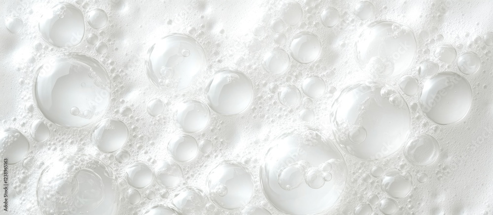 Aufkleber Transparent bubbles on a white background with foam texture and copy space for text addition