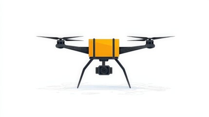 Yellow Drone with Camera Isolated on a White Background for Modern Technology Concepts