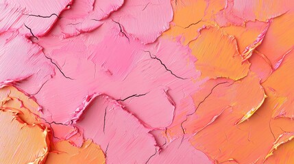 Abstract Pink And Orange Impasto Painting Texture
