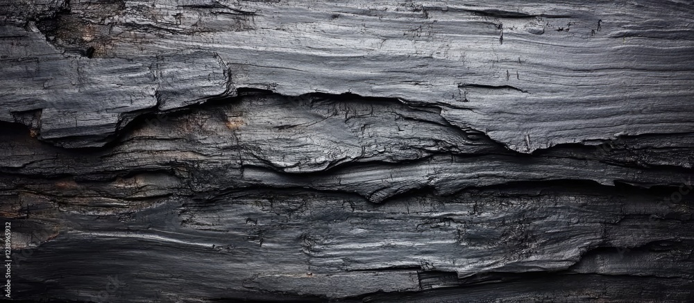 Aufkleber Textured black charcoal wood surface with intricate patterns and layers ideal for backgrounds and design elements Copy Space