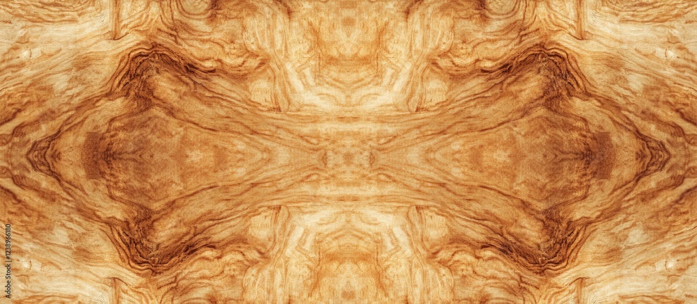 Aufkleber Wood texture background with symmetrical patterns in warm brown tones suitable for design projects with Copy Space