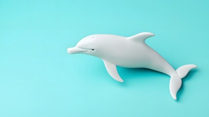 Graceful Clay Dolphin Leaping on Pastel Aqua Background 3D