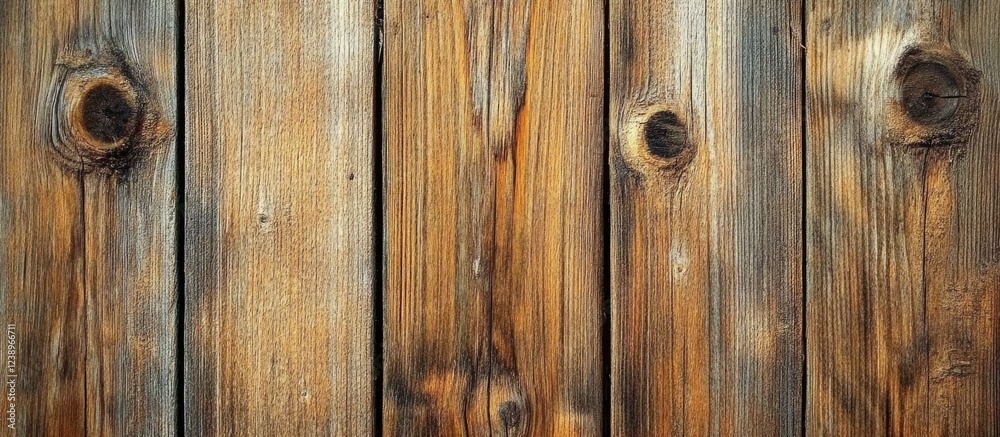 Aufkleber Wooden Plank Wall Background Texture with Knots and Grain Patterns ideal for Design Projects Copy Space