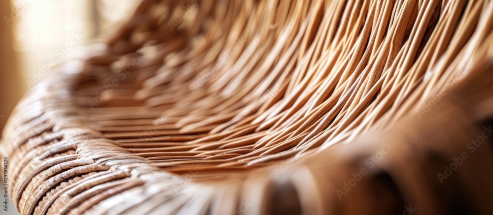 Poster close-up view of a woven wicker chair showcasing intricate details and textures copy space