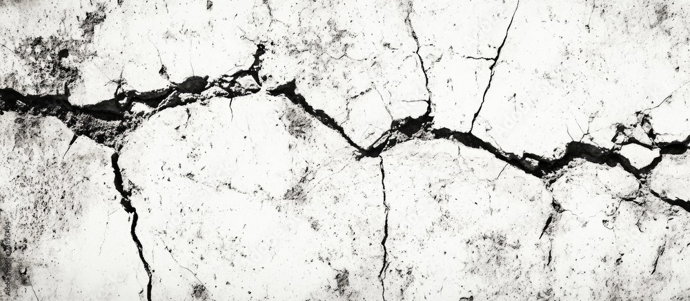 Aufkleber cracked white wall texture with uneven surface and deep fissures suitable for backgrounds or design 